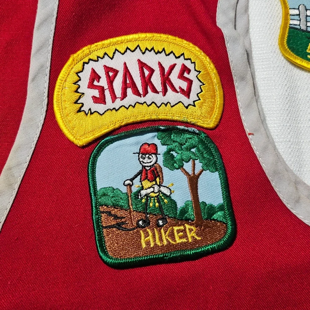 2 Vintage AWANA Uniform Vests Lot Cubbies Sparks‎ Patches Youth Red Blue